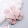 Design Women Winter House Furry Slippers Women Cross Fluffy Fur Home Slides Flat Indoor Floor Shoes Ladies Flip Flops