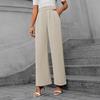 Повседневные брюки для поездок на работу с высокой талией, свободные прямые длинные широкие брюки для женщин