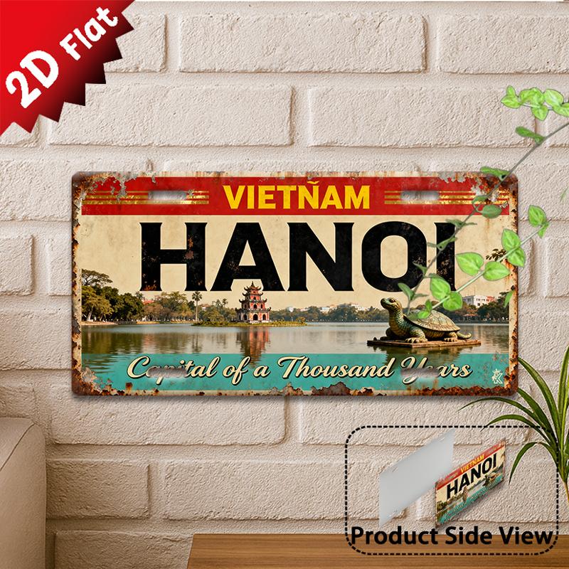 D Flat from Hanoi Suitable for Outdoor Plaques And Wall Decor Featuring a Vintage Design with a Historical Capital Theme