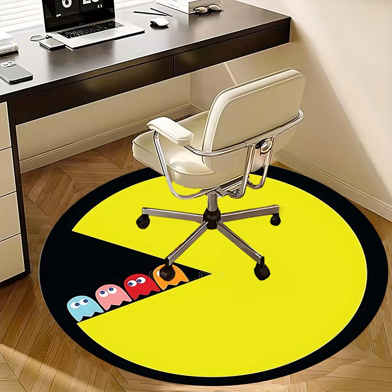 Pac Man,Ghosts Chair mat Round Rug Office carpet, Machine Washable, Non slip, Suitable for Living Rooms, Bedrooms