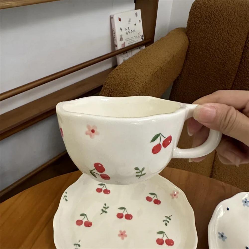 Роспись цветов, керамические чашки, тарелки, ручная лепка неровных кофейных чашек
