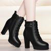 Fashion Shoes Female 2024 Hot Sale Side Zipper Women's Boots Winter Round Toe Velvet Warm Solid Short Barrel Chunky Heels Fashion Boots