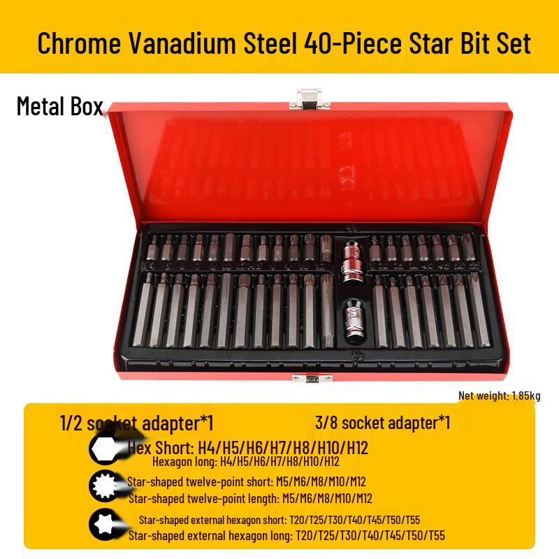 Набор ударных 12-гранных головок Torx с удлинителем, 1/2 дюйма