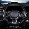 Car Steering Wheel Cover Carbon Fiber Snap On Steering Wheel Accessories Wrap 14.5-15 Inch Universal Grip Anti-Skid Protector, Glossy Black