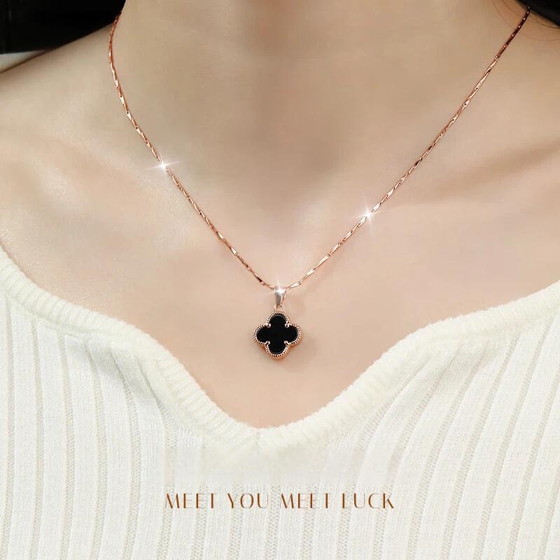 Sterling Silver Four-Leaf Clover Necklace, Pendant Necklace, Silver Necklace