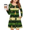Christmas Day Girls' Long Sleeve Dress - Color Pocket Dress