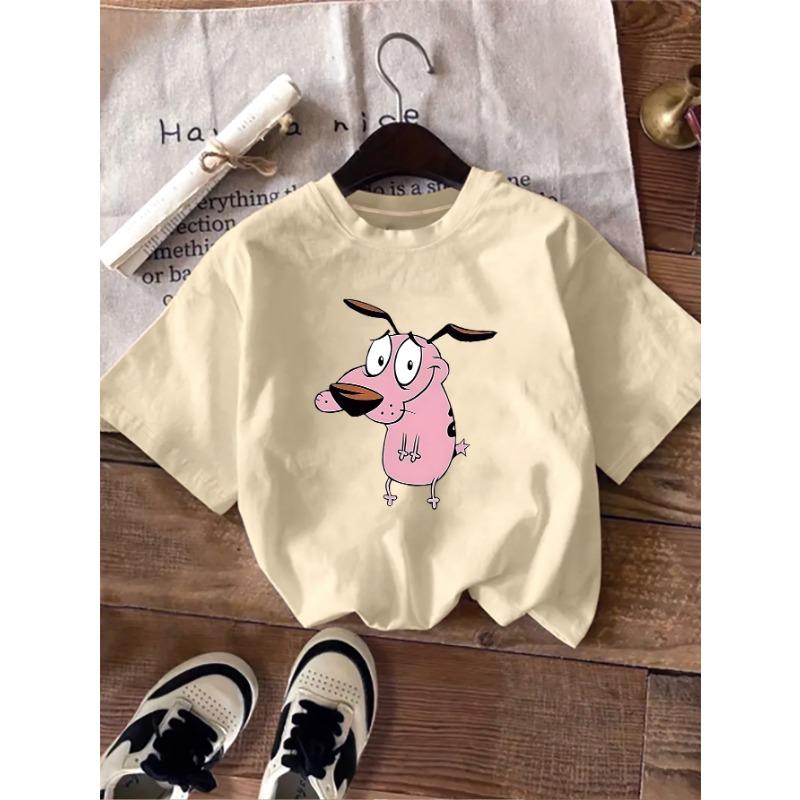 Женская футболка Courage The Cowardly Dog Креативный принт Летняя женская с круглым вырезом с коротким рукавом Повседневный топ Футболка Одежда