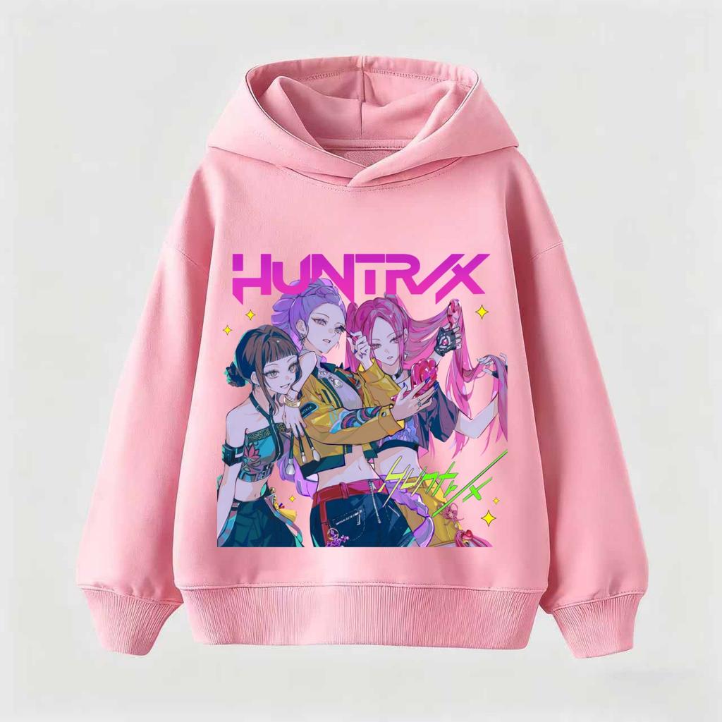 Children's Hoodie Korean KPop Demon Hunter Cartoon Girls Boy Hooded Sweatshirt Warm Children's Wave Fashion Casual Tops