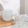 2PCS Elegant Vintage Tulip Shaped Candle Holder Romantic Clear Candle Cup Ornament Mini Candlestick Holder Wedding