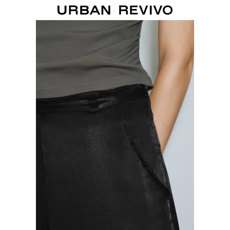 UR 2024 Autumn Women's Drapey Tie-waist Wide-leg Pants