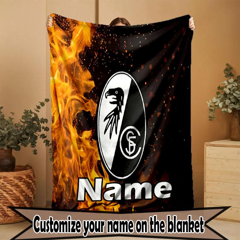 Custom Name Personalized SC Freiburg Print Blanket, Home Decor, Bedroom, Sofa, Camping, Couch, Gifts for Birthday Christmas