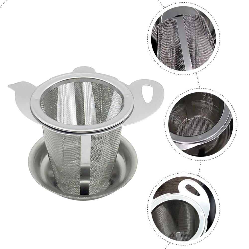 1 комплект ситечек для заваривания чая из нержавеющей стали с чашей для сбора капель, мелкоячеистая корзина для заваривания чая, помещенная в кружки, заварник для чая