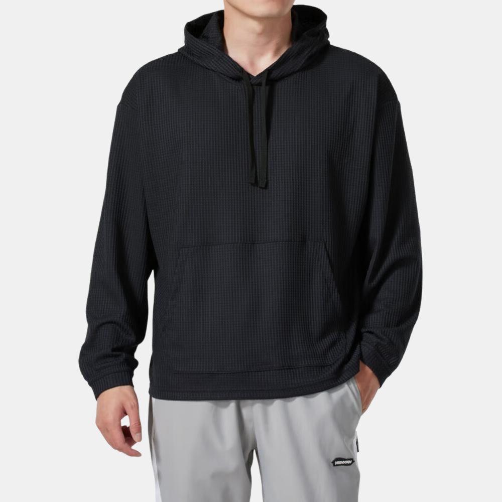 Under Armour Толстовка Rival Waffle Hoodie Solid Color Loose Fit Pullover Long Sleeve Hoodie Men Hoodies Black 1383108-001