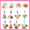 Autumn New Maple Forest Squirrel Pumpkin Car Charms Beads Fits Original Bracelets Bangle Luxury Diy Jewelry Making Women Gifts