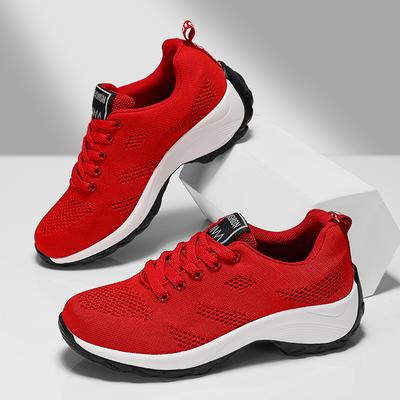 Женские повседневные спортивные легкие кроссовки с амортизацией, воздухопроницаемостью, для медленного бега, с плоской подошвой, со шнуровкой, для ходьбы