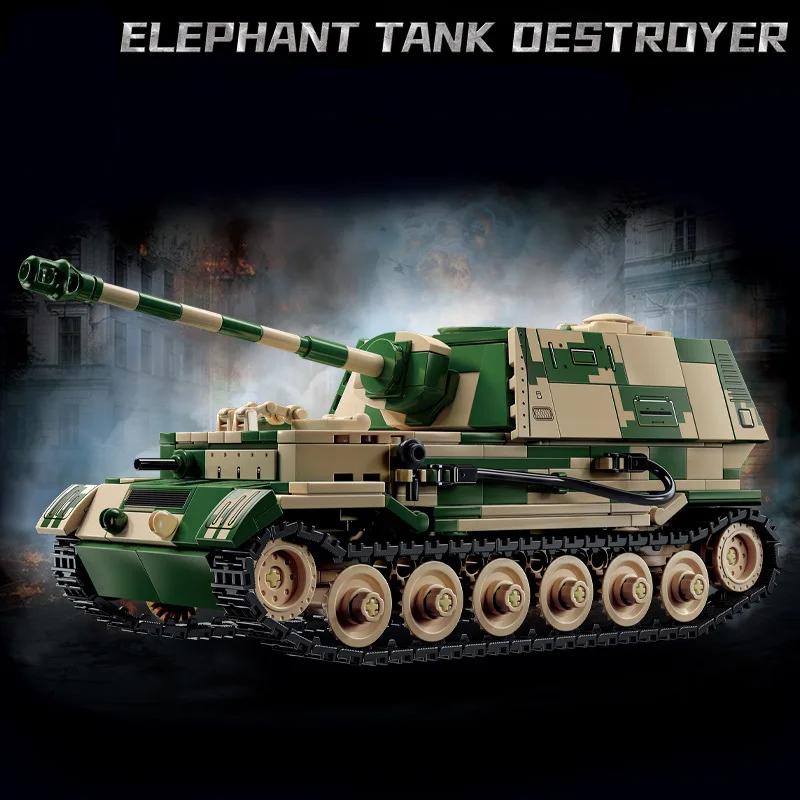 Вторая Мировая Война Военные Армейские Солдаты Вторая Мировая Война Jagdpanzer Tiger/P Истребитель танков Строительные Блоки Кирпичики Детская DIY Игрушка Рождественский Подарок