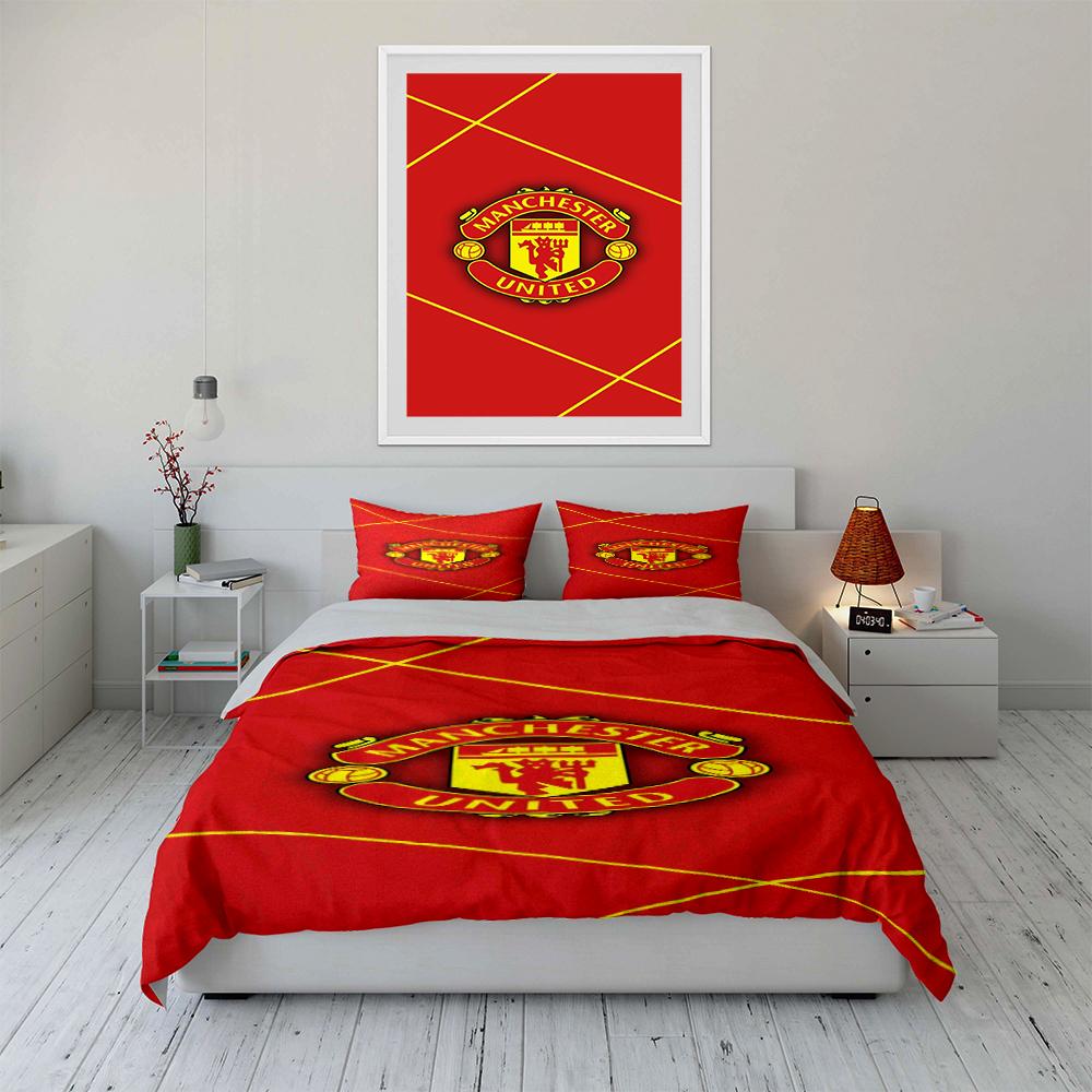 Red Manchester Bedding Set Bedding set (1 duvet cover, 2 pillowcases, duvet not included)