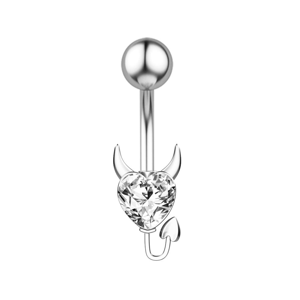 Double Heart Shape Stainless Steel Navel Ring Stud Butterfly Zircon Dangle Belly Rings with Body Piercing Inlaid for Weddings