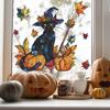 Fun-f195 Halloween Cartoon Black Cat Pumpkin Maple Leaf Glass Door and Window Home Decorative Window Stickers
