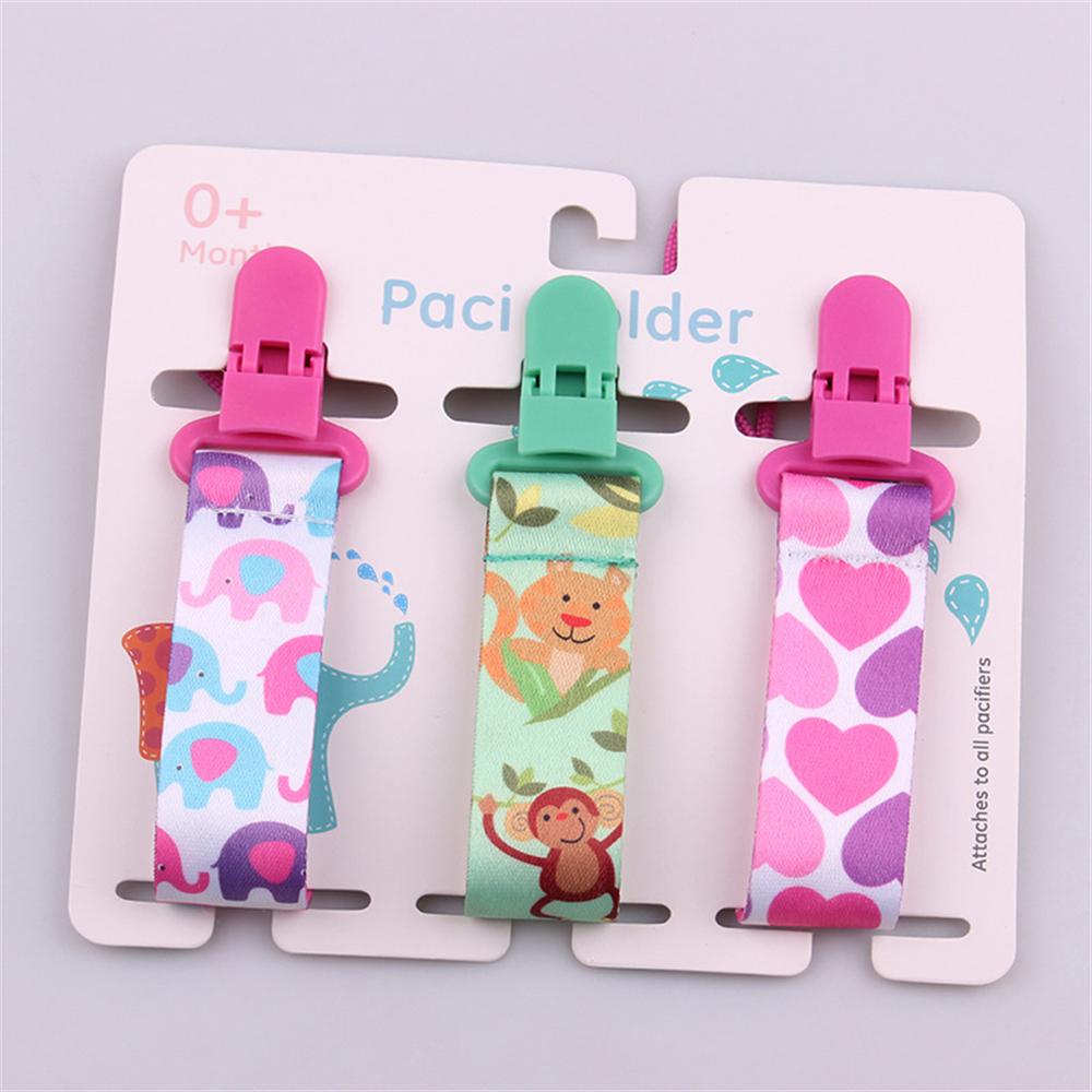 3Pcs/Pack Fixed Button Baby Pacifier Clips Chains Ribbon Dummy Soother Holder Chains Anti-drop Buckle Strap for Pacifier Baby Feeding Gift