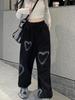 Streetwear Hip Hop Women's Pants Oversize High Waist Female Sweatpants Summer Heart Chic Harajuku Korean Lady Trousers