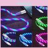 Светящийся кабель USB LED Micro Type C, 3A, быстрая зарядка для iPhone, Samsung, Xiaomi, Oppo, с потоковым светодиодным индикатором, USB C кабель, 2 м