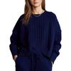 Polo Ralph Lauren SS22 Solid Color Cable Knit Crew Neck Long Sleeve Sweater Women Sweater Blue 211856724-001