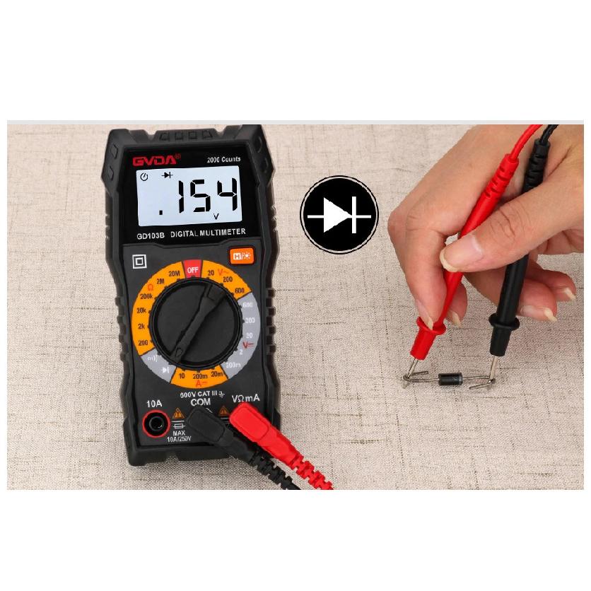GVDA Digital Multimeter DMM Voltmeter True RMS AC DC Ohm Voltage Meter Resistance Tester 2000 Counts Multitester Diode Tester