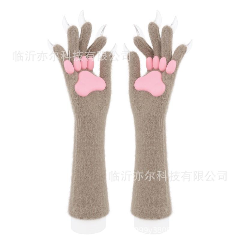 Silicone Paw Gloves With Long Claws Adult Cosplay Costume Halloween Party Prop Fantasy Animal Roleplay Accessory