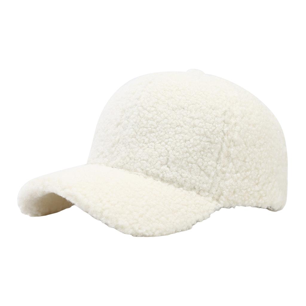 Шапка женская и зимняя однотонная бейсболка из овечьей шерсти теплая кепка ретро изогнутая шляпа от солнца