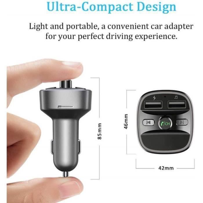 TRANSMETTEUR FM DE VOITURE Transmetteur FM BluetoothKit Voiture Émetteur FM sans Fil Adaptateur Radio Lecteur MP3 avec Appel Main