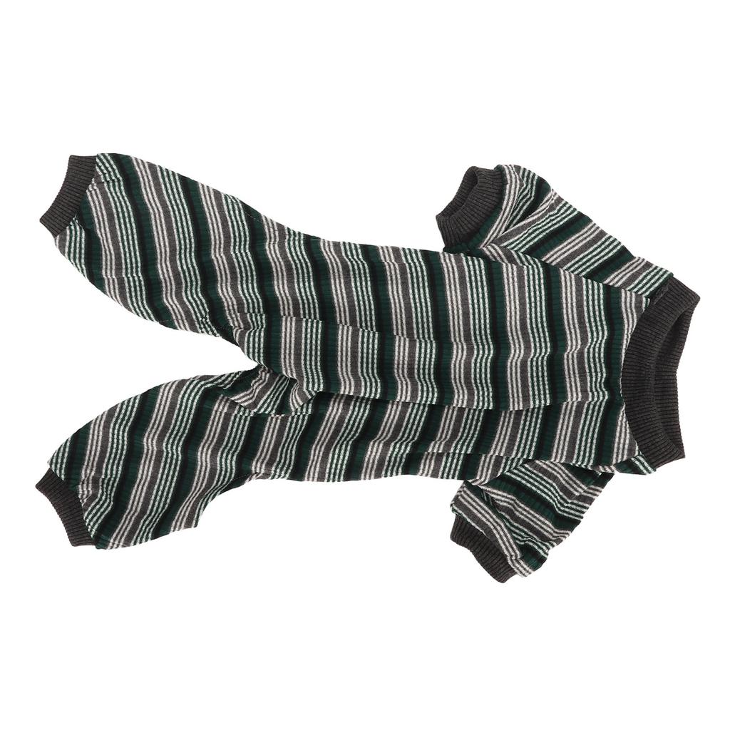 Striped Dog Pajamas Soft Elastic Spring Summer Onesie Puppy Pajamas for Photo Shoots Parties Green S