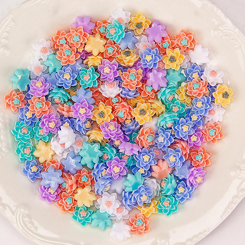 50Pcs 3D Mini Flower Flatback Resin Accessories Diy Craft Phone Patches Material