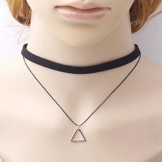Женское двухслойное ожерелье с треугольной подвеской в ​​корейском стиле на ключице