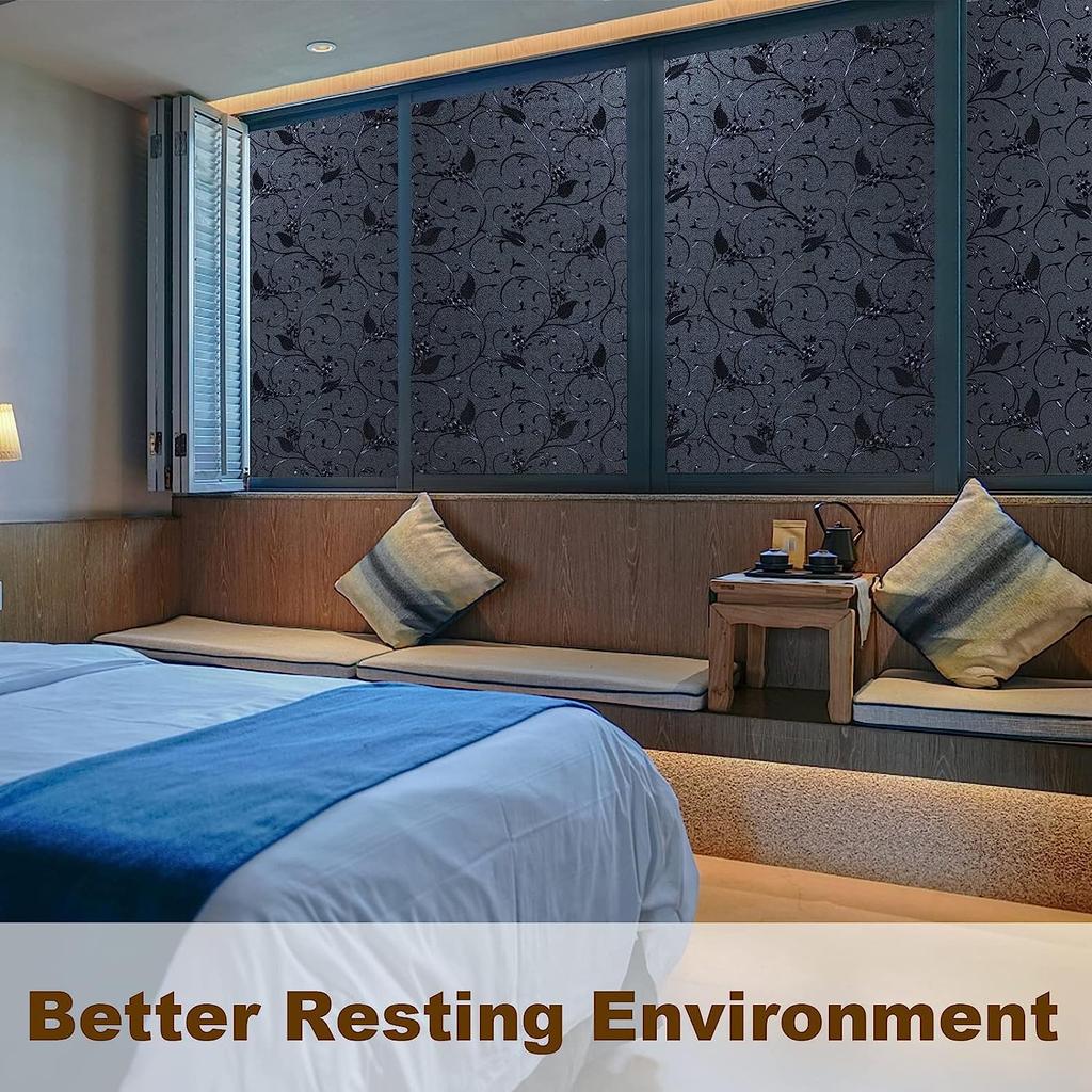 Черная пленка для окон Total Blackout Non-Adhesive Privacy, статическая пленка для матового стекла для украшения стеклянных дверей в ванной комнате