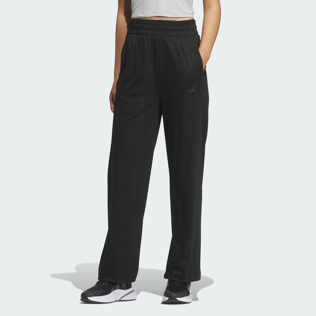 adidas Графические трикотажные джоггеры с логотипом Защита от солнца UPF50+ Прохладные трикотажные спортивные брюки прямого кроя Женский низ Черный JN0721