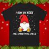 I Run On Beer And Christmas Cheer Funny Christmas T Shirt Xmas Gnome Gift Top