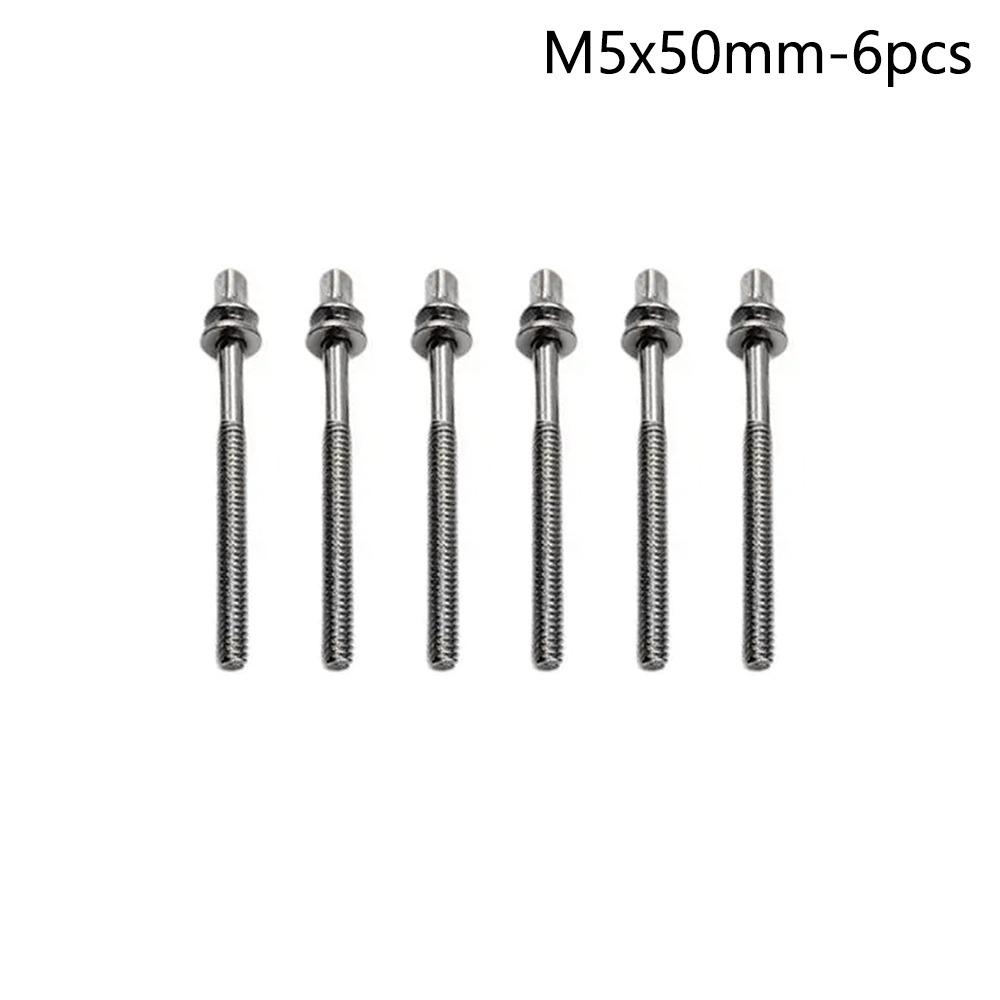 6Pcs Strong Drum Tension Rods with Washers Drum Tight Screw Drum Lug Bolts  for Jazz Drums Repair