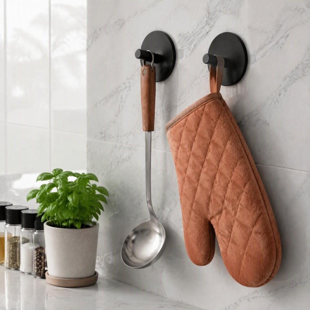 4 PCS Silver Black Stainless Steel Hook Stainless Steel Towel Hook Adhesive Hook Home Organization