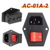 Розетка питания AC AC-01A-2 10A 250V Электрический клавишный переключатель Латунная вилка с разъемом для предохранителя для компьютерного монтажа