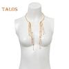 Metal Open Choker Tassel Long Star Imitation Pearl Beads Tassel Collar Clavicle Chain Necklace Chest Body Jewelry For Women