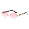 Rhombus rimless trimmed sunglasses sunglasses men's and women's high-end fashion European and American anti-ultraviolet and anti-glare sunglasses