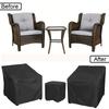 3PC UV-Resistant Patio Set Covers Adjustable Straps All-Weather Garden Furniture Dust Covers Table Protector