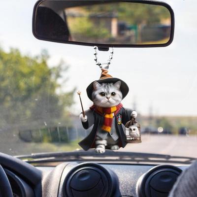 2 шт. акриловые подвески в форме кота, подвесные украшения для автомобиля, очаровательный внешний вид, легко повесить, автомобильный кулон в форме кошки, украшения для рождественской елки