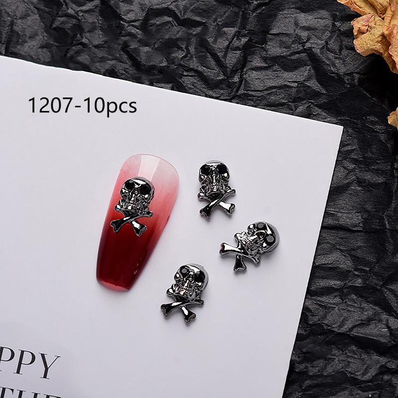 10 шт. ретро металлический крест темный панк 3D сплав детали для дизайна ногтей декор Хэллоуин череп блестящие подвески для ногтей принадлежности салон