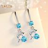 1 Pair Korean Style Hook Earrings Dolphin Design Shiny Rhinestones Drop Earrings Women Mid-length Earrings