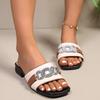 Summer Fashion  Style Square Head Low Heel Open Toe Beach Slippers Outdoor Sexy Comfortable Casual Sandals Plus Size