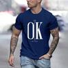 2024 Men's Street Ok Letter Print T-shirt Summer Men's Casual Short Sleeve Tops Oversized Hipster T Shirts Clothing New Menswear