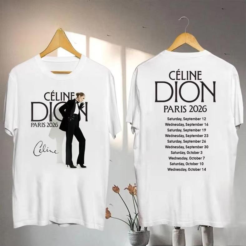 26 Summer New Celine Dion Paris 2027 Fan Tour Gift T-shirt Women Fashion Women's T-shirt Pop Mus