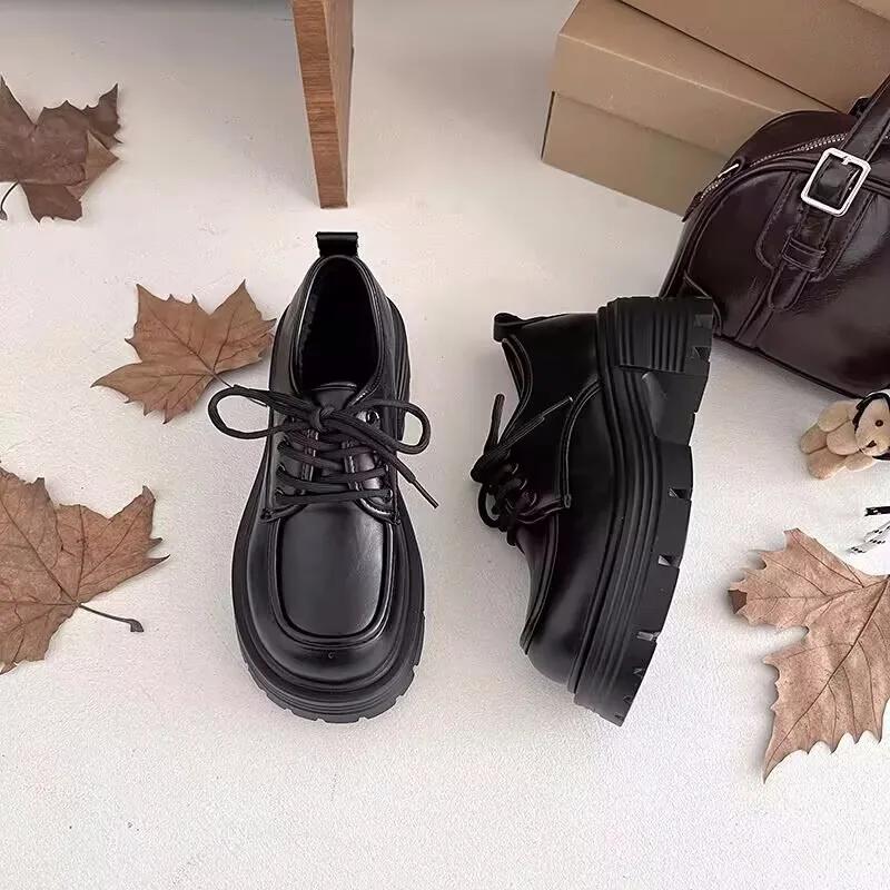 Модная женская обувь 2025 Бренд Женские туфли на высоком каблуке на шнуровке Модные туфли с круглым носком для офиса и карьеры Большого размера Бестселлер Туфли на платформе